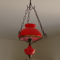 Lampe cuisine style saloon rouge opaline